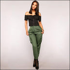 Women's Olive Green High Waist Cargo Joggers