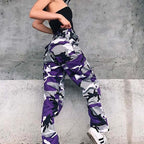 Women's Purple White Camo Cargo Jogger Pants