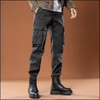 Men's Dark Grey Tapered Cargo Jogger Pants