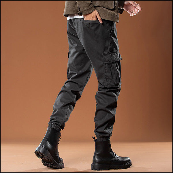 Men's Dark Grey Tapered Cargo Jogger Pants