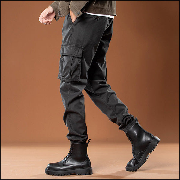 Men's Dark Grey Tapered Cargo Jogger Pants