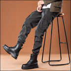 Men's Dark Grey Tapered Cargo Jogger Pants