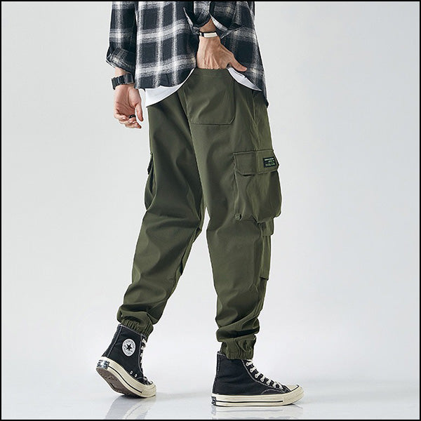 Men's Relaxed Fit Olive Cargo Jogger Pants