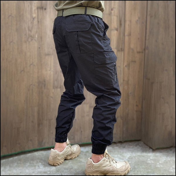 Men's Black Outdoor Cargo Jogger Pants with Pockets