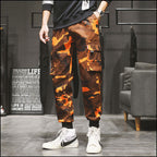 Men's Orange Camo Streetwear Cargo Joggers