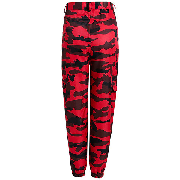 Red Camouflage Cuffed Cargo Pants