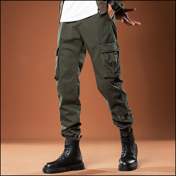 Men's Olive Green Slim Fit Cargo Jogger Pants