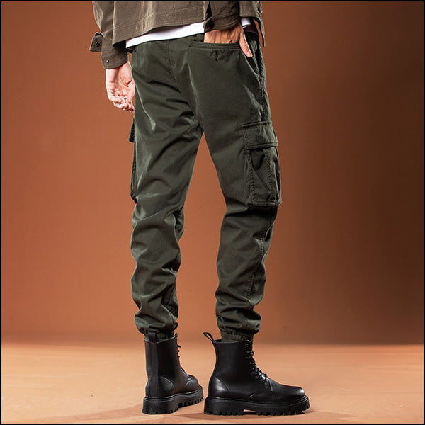 Men's Olive Green Slim Fit Cargo Jogger Pants