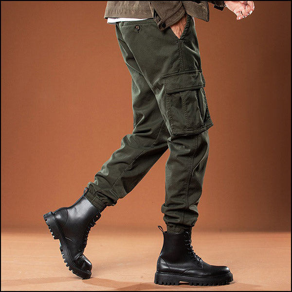 Men's Olive Green Slim Fit Cargo Jogger Pants