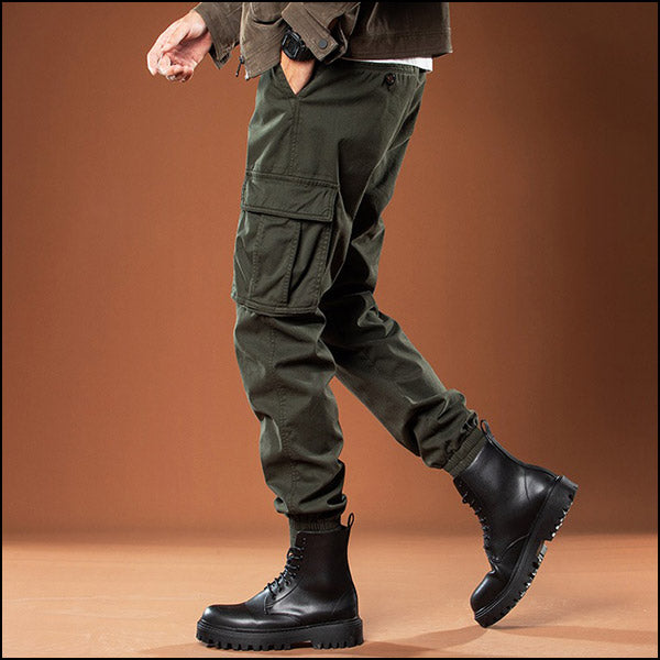 Men's Olive Green Slim Fit Cargo Jogger Pants