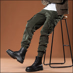 Men's Olive Green Slim Fit Cargo Jogger Pants