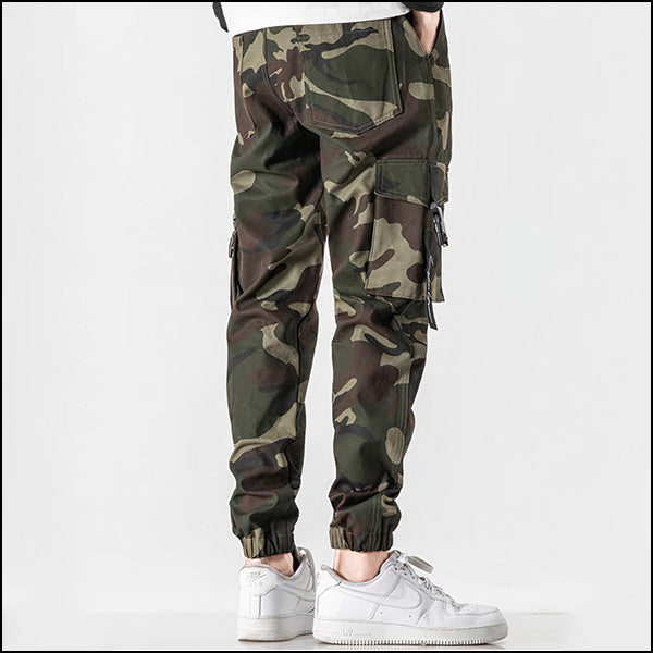 Men's Camouflage Cargo Joggers with Buckle