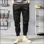 Men's Black Streetwear Cargo Jogger Pants