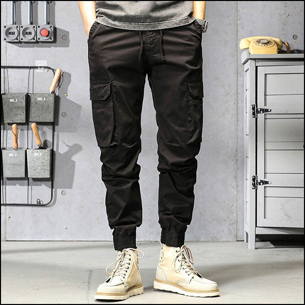 Men's Black Streetwear Cargo Jogger Pants