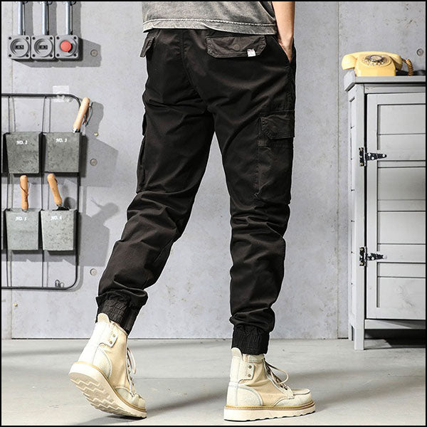 Men's Black Streetwear Cargo Jogger Pants