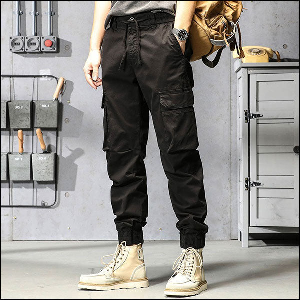 Men's Black Streetwear Cargo Jogger Pants