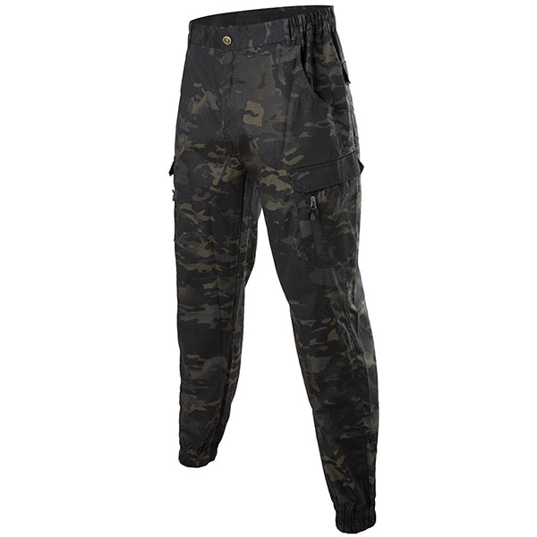 Men's Black Camo Military Trousers