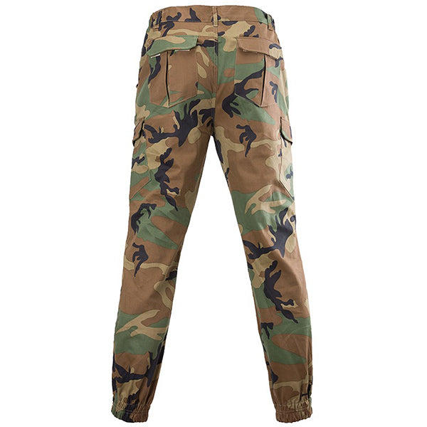 Woodland Camo Cargo Jogger Pants with Elastic Waist