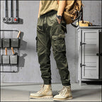 Men's Olive Green Multi-Pocket Cargo Joggers