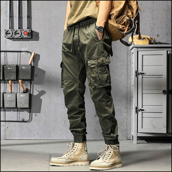 Men's Olive Green Multi-Pocket Cargo Joggers