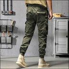Men's Olive Green Multi-Pocket Cargo Joggers
