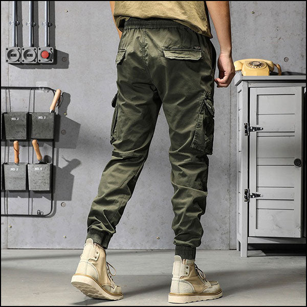 Men's Olive Green Multi-Pocket Cargo Joggers