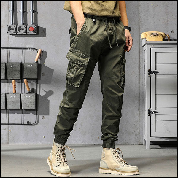 Men's Olive Green Multi-Pocket Cargo Joggers