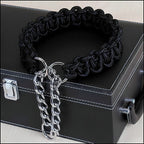 Black Braided Dog Collar with Martingale Chain