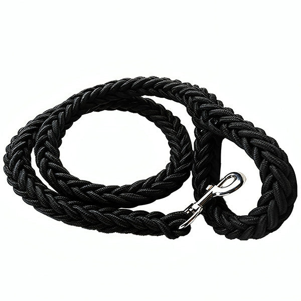Black Braided Rope Dog Leash with Metal Snap Hook