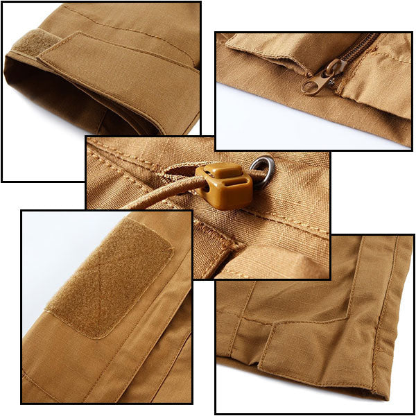 Men's Khaki Tactical Hooded Utility Jacket