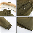 Women's Olive Green Parka with Drawstring & Faux Fur Hood