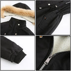 Women's Black Faux Fur Hooded Parka with Drawstring