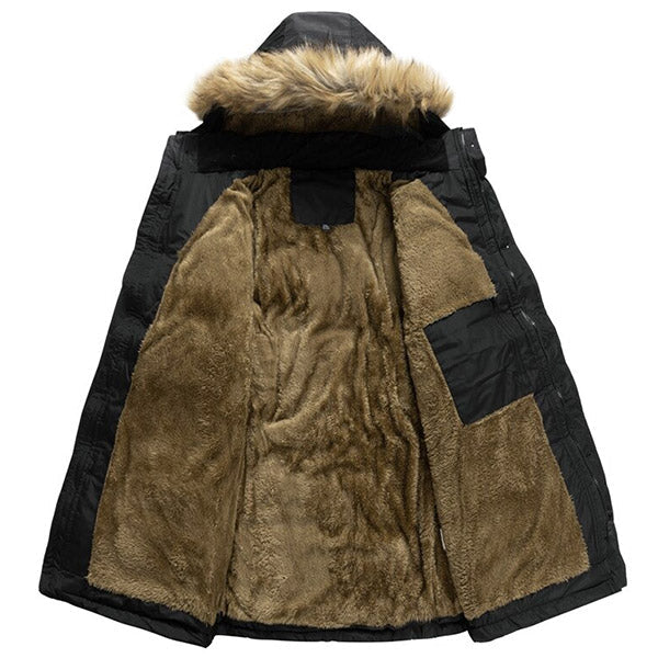 Men's Insulated Winter Parka with Faux Fur Hood