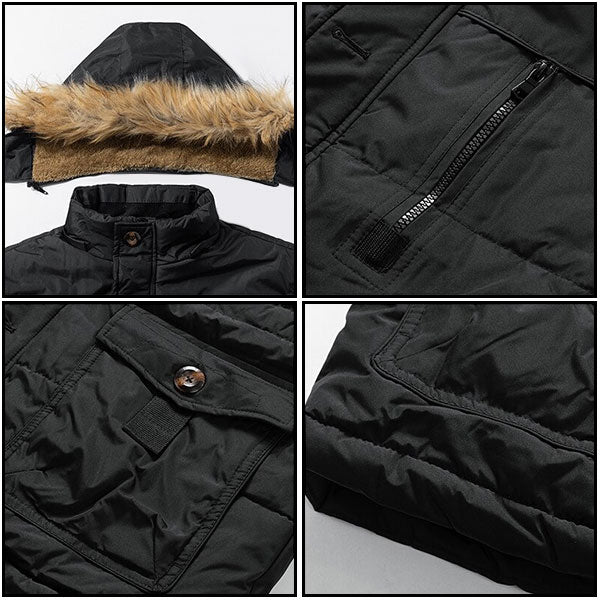 Men's Insulated Winter Parka with Faux Fur Hood