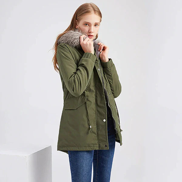Women's Green Military Parka Jacket