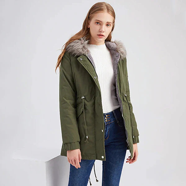 Women's Green Military Parka Jacket