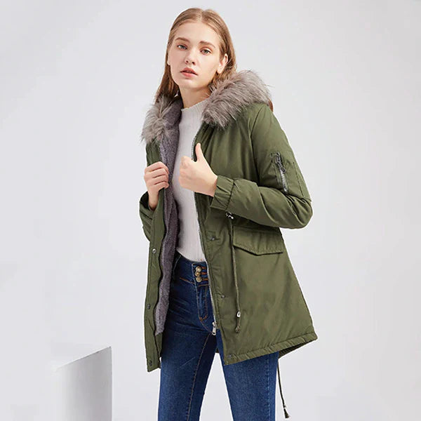 Women's Green Military Parka Jacket