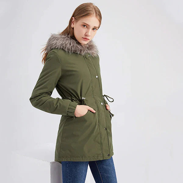 Women's Green Military Parka Jacket