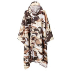Desert Camo Hooded Rain Poncho with Front Pocket