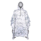 Lightweight White Camo Hooded Rain Poncho
