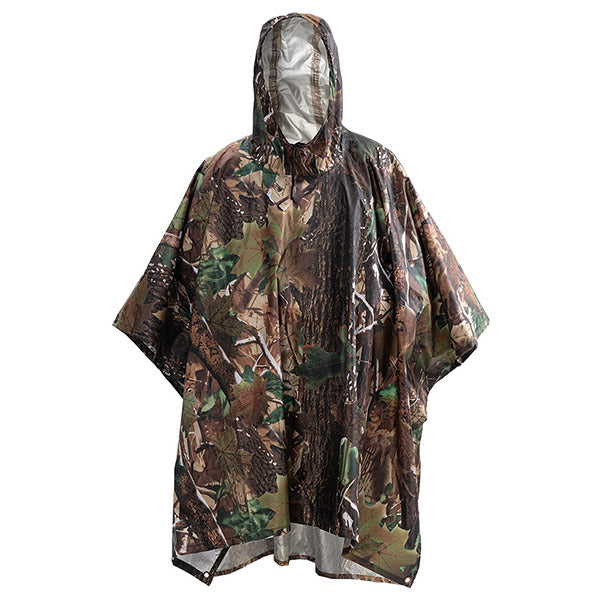 Waterproof Woodland Camo Hooded Rain Poncho