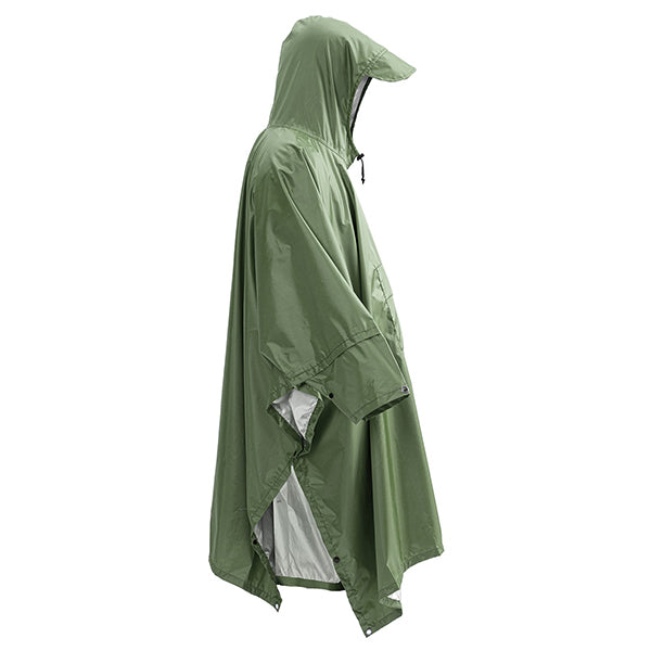 Unisex Olive Green Outdoor Rain Poncho with Hood