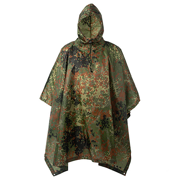 Waterproof Flecktarn Camouflage Hooded Poncho