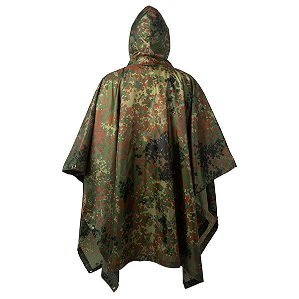 Waterproof Flecktarn Camouflage Hooded Poncho