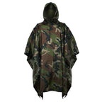 Waterproof Woodland Camo Hooded Rain Poncho
