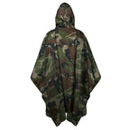 Waterproof Woodland Camo Hooded Rain Poncho