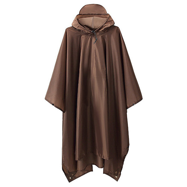 Brown Multi-Use Hooded Rain Poncho with Pocket