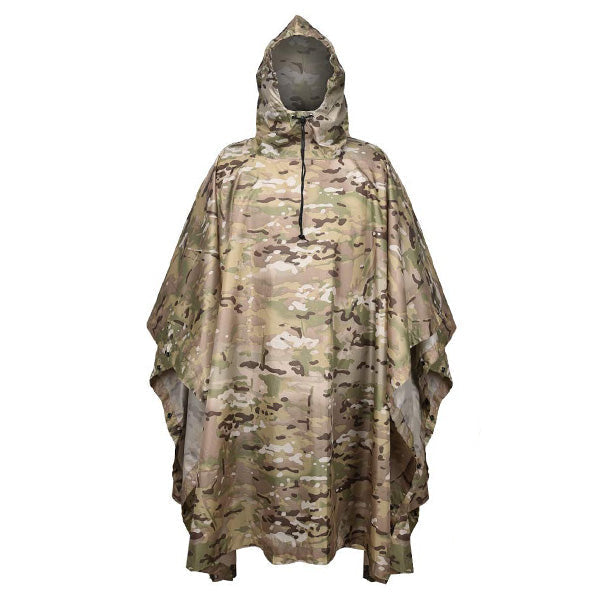 Tactical Multicam Hooded Rain Poncho
