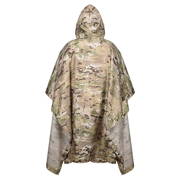 Tactical Multicam Hooded Rain Poncho