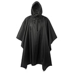 Black Waterproof Reusable Hooded Rain Poncho